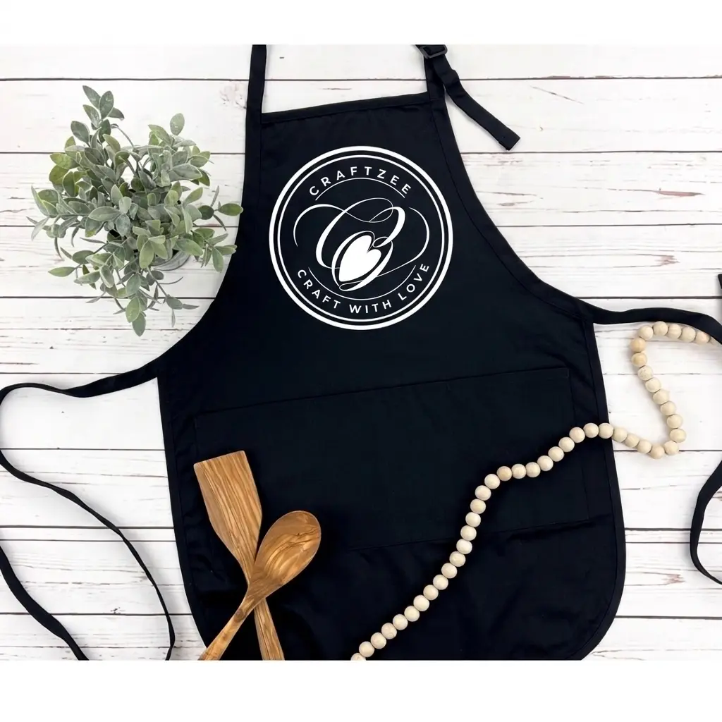 Craftzee Stylish Apron - Kitchen and Craft Apron - Modern Black