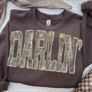 Retro Camo Western Sweatshirt, Darlin Retro Camo Country Distressed Cowboy Quote, Camouflage Shirt, Western Concert Sweatshirt, Southern Shirt