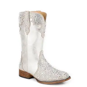 Womens Roper Silver Faux Leather Starlit Boots