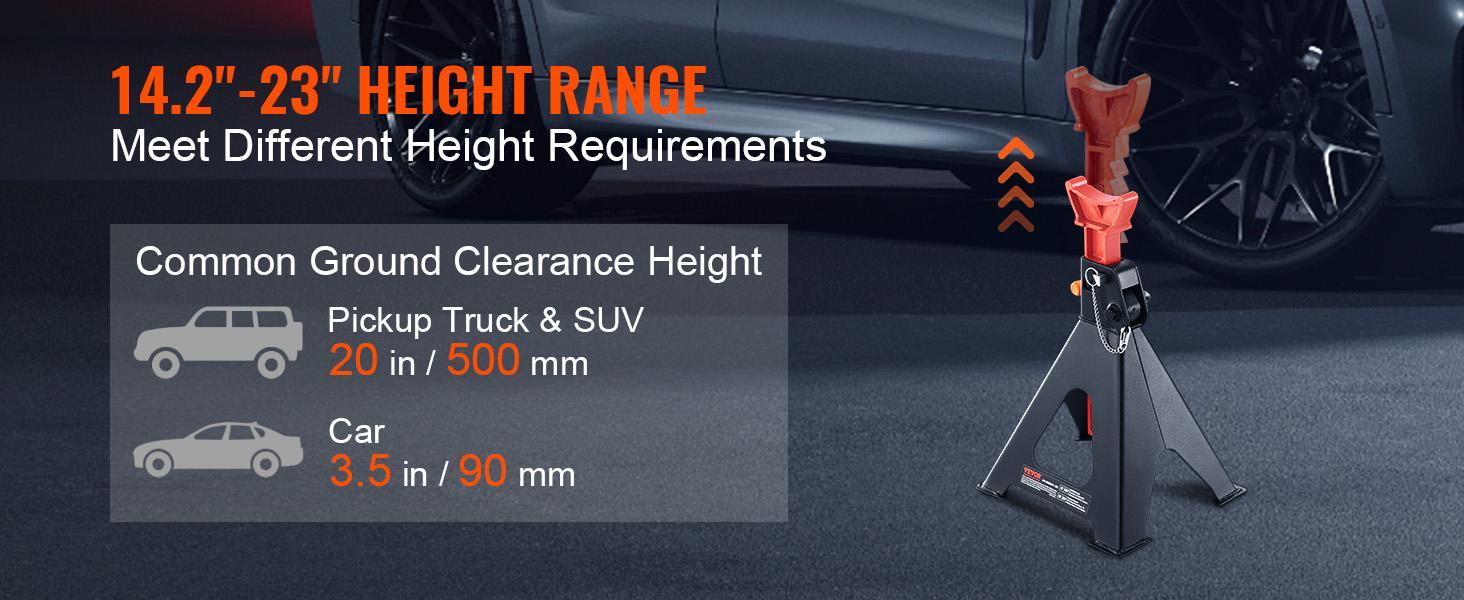 VEVOR Jack Stands, TikTokShopBlackFriday, 6 Ton (13,000 lbs) Capacity Car Jack Stands Double Locking, 14.2 -23 inch Adjustable Height, for lifting SUV, Pickup Truck, Car and UTV/ATV, Red, 1 Pair