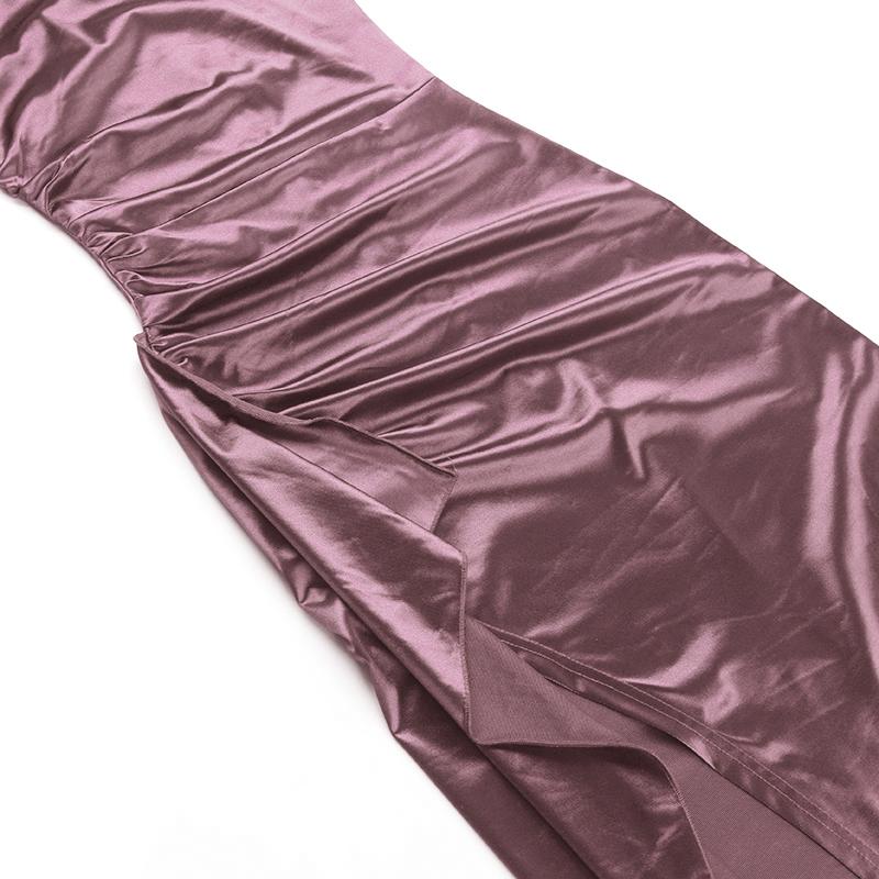 YL24531DGO-Womens Pleated Satin Evening Dress Elegant Split Maxi Formal Gown for Wedding Guest Prom Season Sexy Spring Party and Summer Gala