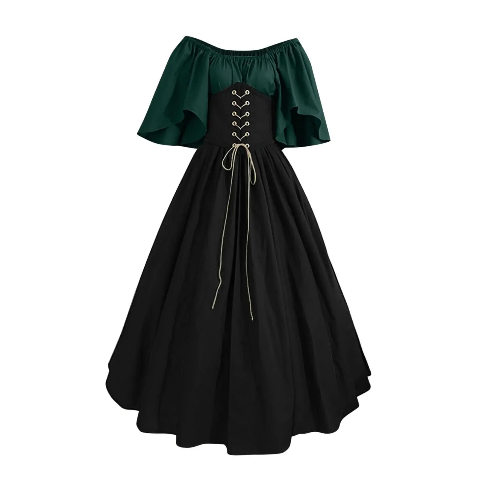 (New)Womens Renaissance Faire Dresses Medieval Irish Traditional plus Size Dresses Ruffle over Dress Corset Retro Cosplay Gown wedding guest dresses for women