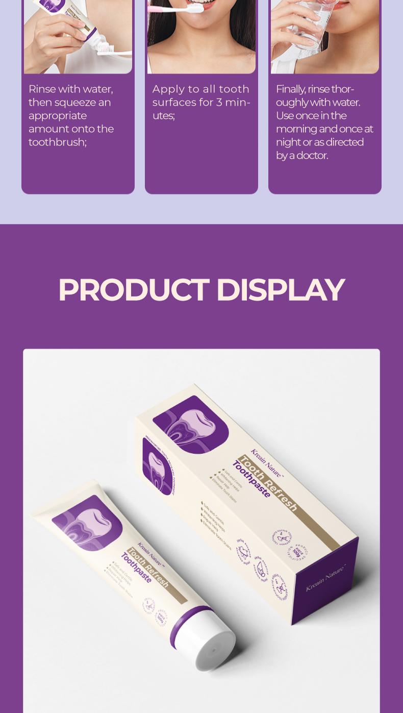 Kreain Nature Tooth Refresh Toothpaste for Fresh Breath Natural Ingredients Gentle Care Whitening Helps Repair Stains Eliminate Stains.