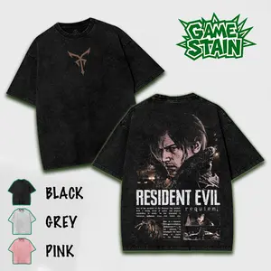 Resident Evil Leon Kennedy Requiem Vintage Washed Tshirt, tshirt for him, LEON KENNEDY Double Printed Unisex Acid Washed Lightweight Cotton T-Shirt, Horror Game Shirt, Game Lover, Gift For Game fans, Men Gifts Clothes Soft good graphic tees