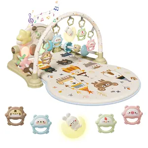 Baby Activity Gym - Multi-Sensory Kick Piano Mat with Removable Musical Toys, Rattles & Shakers for Newborns | Safe, BPA-Free Early Education Playmat