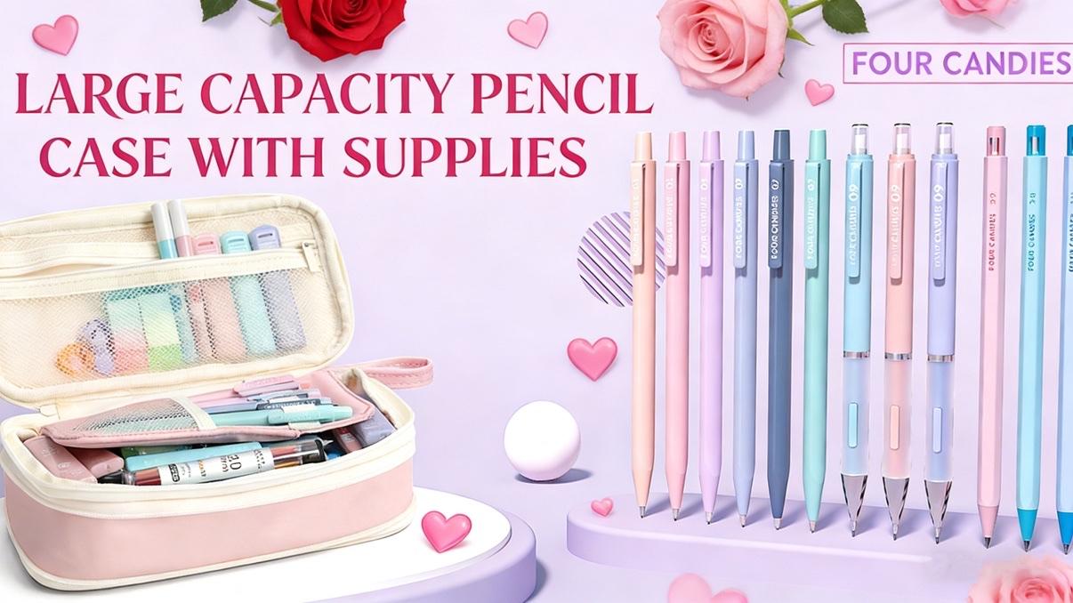 Four Candies 36PCS Aesthetic School Supplies, Mechanical Pencils 0.5mm, 0.7mm, 0.9mm & 2.0mm with 624PCS Lead Refills, Cute Mechanical Pencils for Writing, Drawing & Drafting, Student Essentials, school supplies art work, Ideal Christmas Gift for Kids