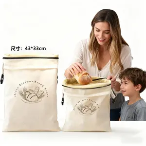 Beeswax Bread Bags for Sourdough Reusable Organic Linen Beeswax Bread Bag for Homemade Sourdough Food Storage Cloth Bag Freezer Friendly Freshness Preservation Ideal for Food Storage