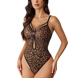 Avidlove Lingerie for Women Teddy Mesh Sheer Chemise Strappy Bodysuit One Piece Babydoll Snap Crotch