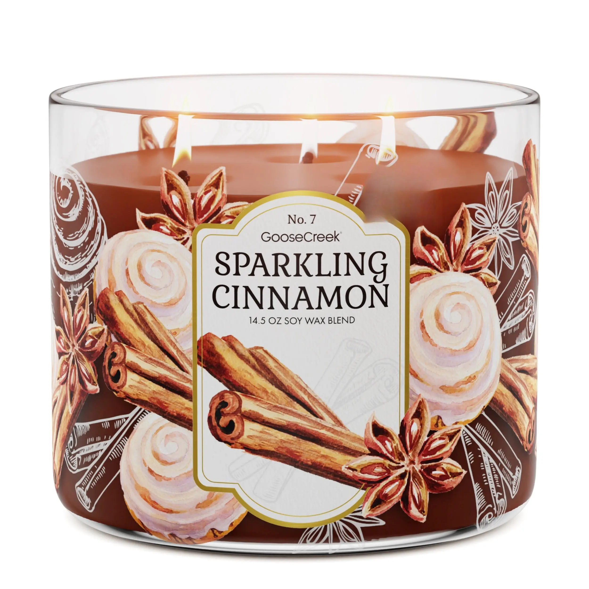 GooseCreek Sparkling Cinnamon 3-Wick Candle - 14.5 oz Soy Wax Blend with Cinnamon Bark Nutmeg Vanilla & Clove Notes for Long-Lasting Spicy Aroma