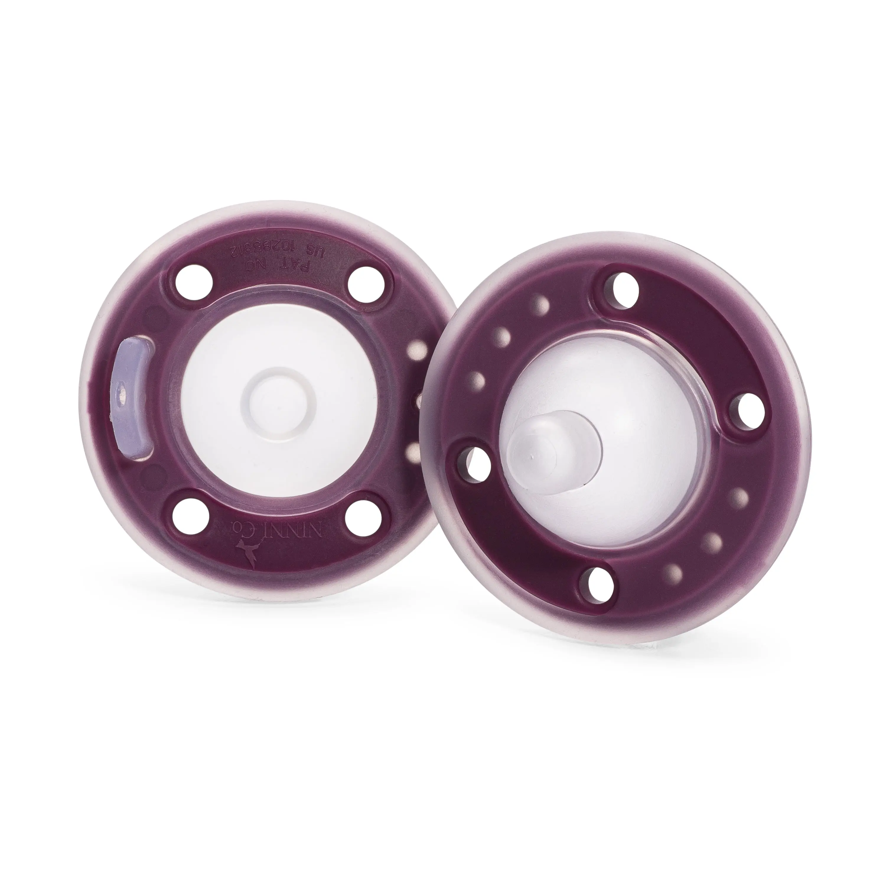 Ninni Co Pacifier Plum 2 Pack Silicone Orthodontic Pacifiers for Breastfed Babies BPA Free