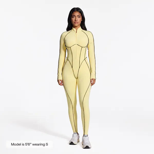 Contour Stitch Cutout Catsuit Jumpsuit – Breathable, Stylish Outfit with Elegant Design and Comfortable Fit for Gym & Everyday