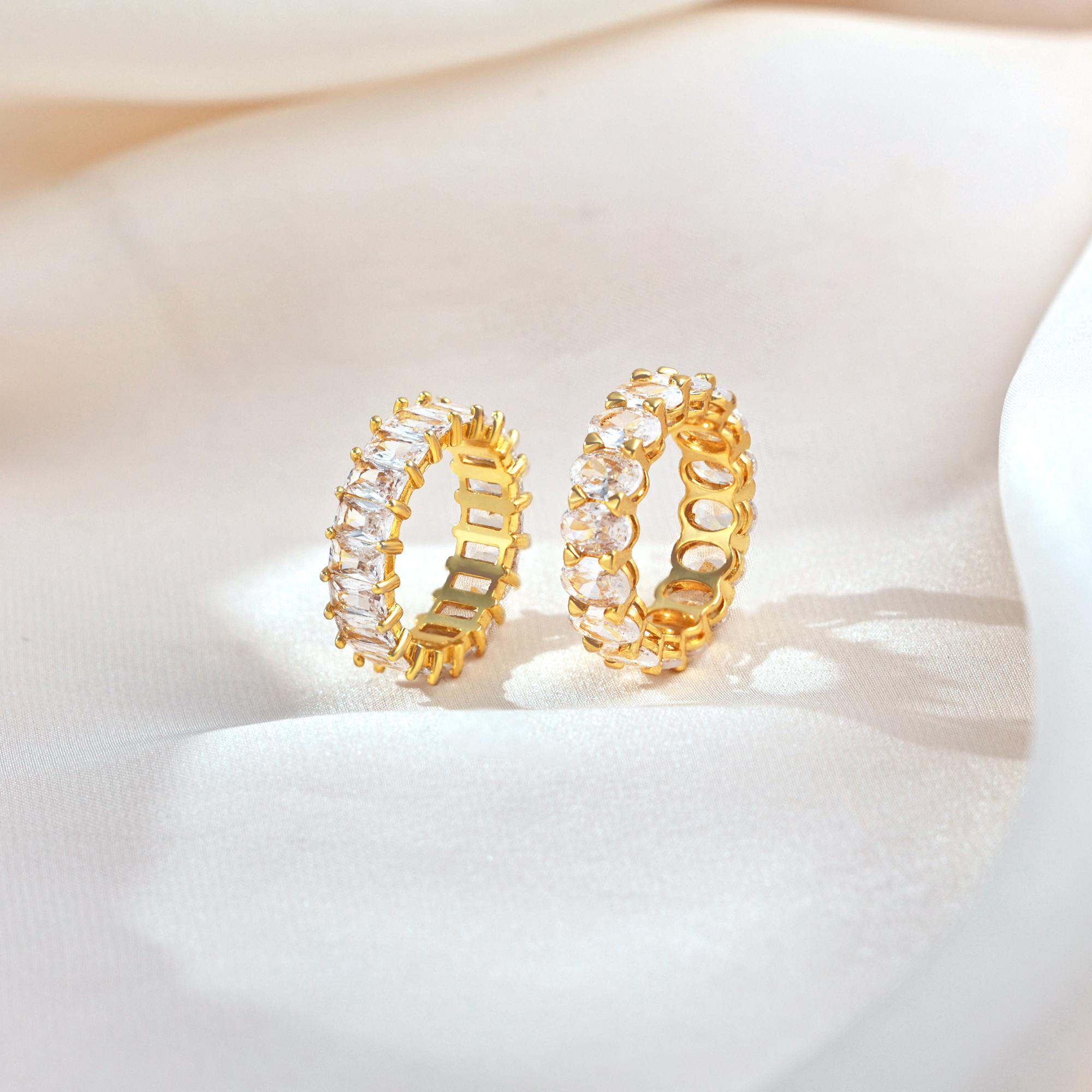 TEWIKY 14K Gold-Plated Number 7 Oval Cubic Zirconia Ring Elegant Design Perfect for Valentine's Day Special Occasions