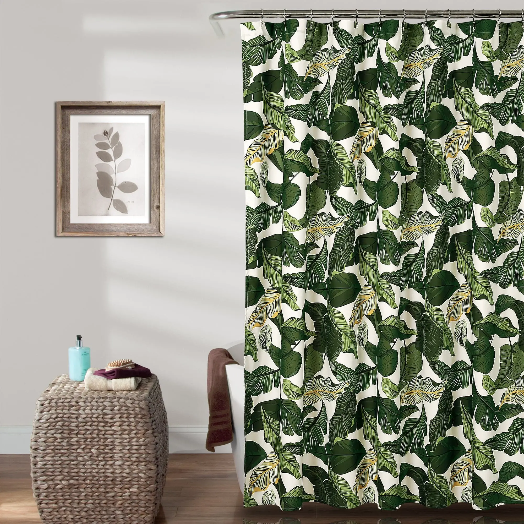 Lush Decor Tropical Paradise Shower Curtain - Iron Light Design, Leaf Print, Bathroom Accessory for Room Decor, Ideal for Freshening Up Bathrooms, Shower Curtains