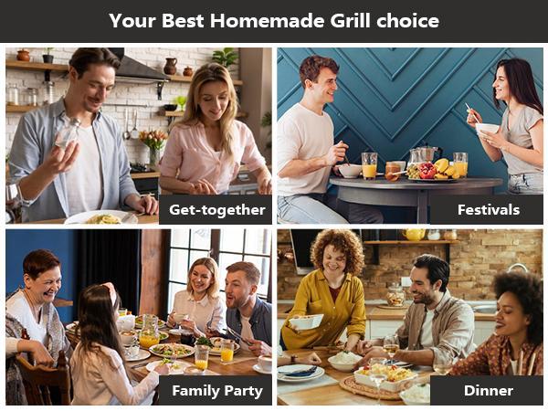 Pukomc  Indoor Smokeless Grill, Non-Stick Removable Grill Pan, Portable Electric Grill with Temperature Control, Fast Heat Up, Easy to Clean