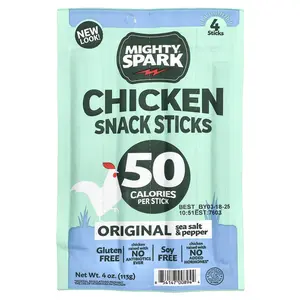 Mighty Spark Chicken Snack Sticks, Original Sea Salt & Pepper, 4 Sticks