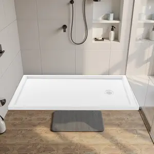 Shower Pan 60-Inch L By 32-Inch W Single Threshold Rectangular Shower Base In White, Made Of Acrylic And PVC, Slip-Resistant Shower Pan With Drain And Cover, Right Drain Location, Easy Installation For Bathroom Renovation