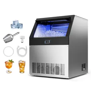 VEVOR Commercial Ice Maker Machine, 300 lbs/24h with 85 lbs Storage Capacity, Built-in/Freestanding/Under Counter, Stainless Steel Ice Maker with LED Display & Self-Cleaning, for Home Bar Restaurant