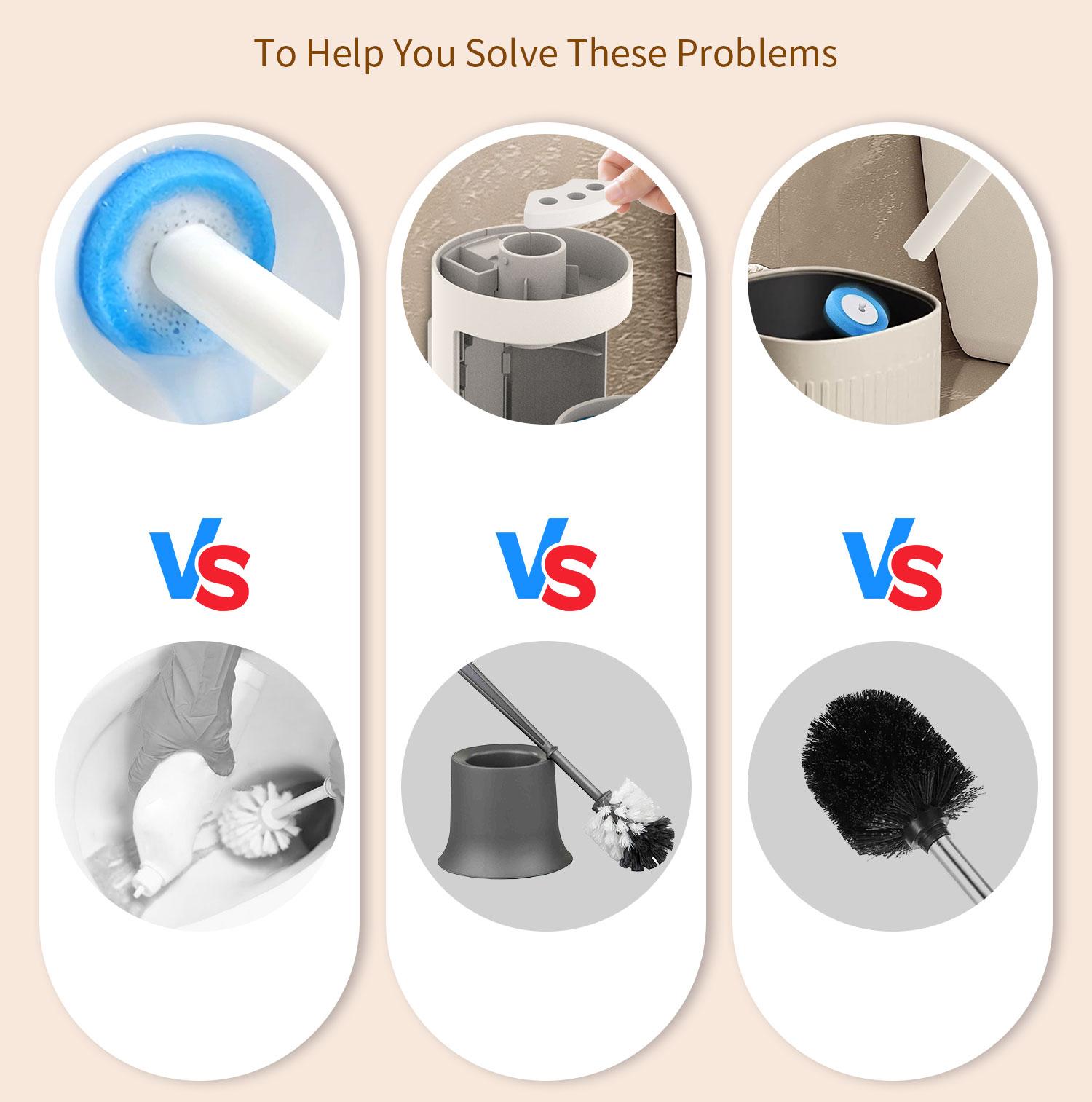 24pc, Disposable Toilet Cleaning Set,Toilet Bowl Cleaning System- 1 Toilet Brush, 1 Storage Caddy, 1 Fragrant Tablet and 24 / 48 Refils Cleaning Liquid，Wall- Mounted Cleaning Tool for Bathroom Stocking Stuffer Bundle