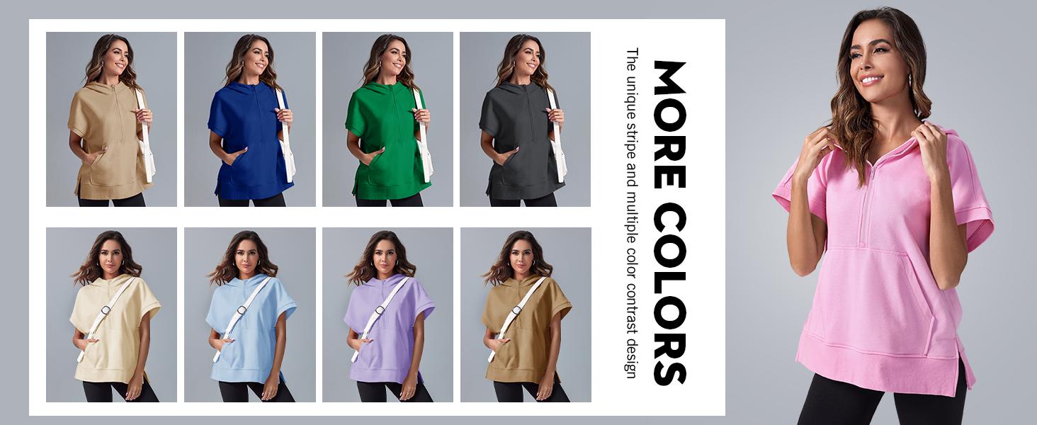 FISOEW Womens Oversized Half Zip Hoodies Short Sleeve Casual Sweatshirts Pullover Tops with Pockets Leggings Loose Aesthetic parke mockneck sweatshirt comfort sweatshirts denim tear hoodie FallFreshness #Springtok #TikTokShopJumpstartSale FISOEW Womens Oversized Half Zip Hoodies Short Sleeve Casual Sweatshirts Pullover Tops with Pockets Leggings Loose Aesthetic parke mockneck sweatshirt comfort sweatshirts denim tear hoodie FallFreshness #Springtok #TikTokShopJumpstartSale