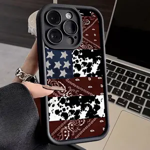 Western Design Pattern Case for iPhone 16 15 14 Pro Max 13 12 11 XR XS Plus Shockproof Non Slip Military-Grade Protection Silicone Smartphone Cover Gift For Girls and Women