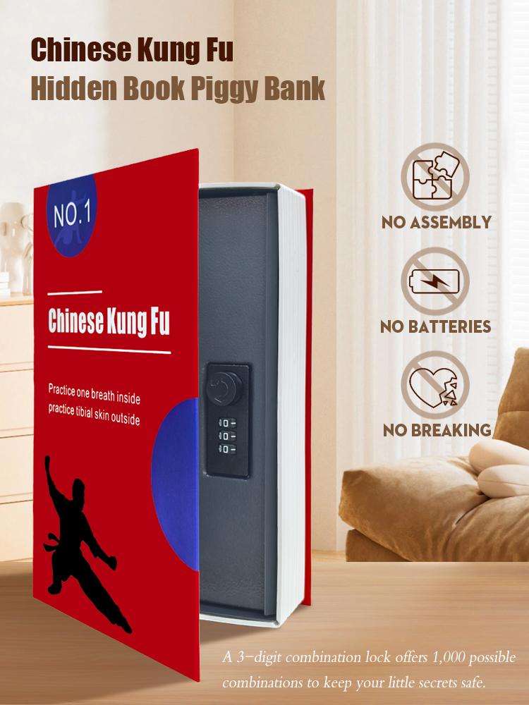 Hidden Book Safe Dictionary Secret Storage Box with Combination Lock for Cash Jewelry Valuables Home Office  Money Box Vault Safe Box Safe Deposit Box Decor Metal Lightweight Safety Ornaments fathersdaygift Travel Portable Safe
