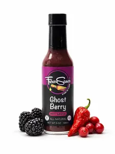 Ghost Berry Hot Sauce by Fresco Sauce - Ghost Pepper - Blackberry - Cranberry Juice - Flavorful - All Natural - Vegan - Gluten Free - 5 fl oz