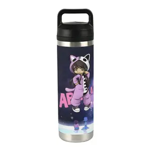 A-Aphmau Pattern 20oz Double-Walled Vacuum Insulated Stainless Steel Mug with Handle & Leak-Proof Lid, Portable Tumbler for Home/Office/Travel/Gaming, Ideal Gift for Game Enthusiasts