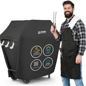 Zober BBQ Grill Cover - Double Layered, Waterproof Gas Grill Covers w/Covered Air Vents, Dual Handles - 600D Oxford Fabric Barbecue Grill Cover - BBQ Cover