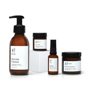 47 Skin 4 Step Skin Repair Set - Everyday Cleanser, Serum, Silver Mask & Daily Moisturizer enriched with Silver Chitoderm