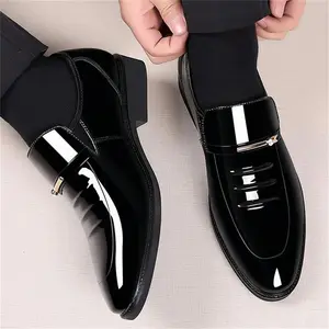 2026 formal shoes Oxford high gloss patent leather slip on shoes Le Fu shoes men's comfortable flat shoes casual gifts