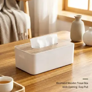 Minimalist Wooden Tissue Box with Wide Opening – Easy Pull & Easy Refill