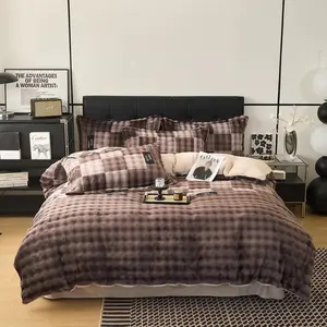 Premium King Size Double-Sided Thick Duvet Cover Set, Fuzzy Rabbit Hair & Smooth Milk Fabric, Ultra Soft Warm Cozy Bedding, 1 Pillow Sham 104"×90"