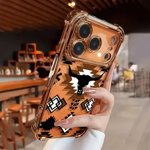 Retro Western Cowboy Style Four-Angle Airbag Crash Protection Phone Case - Suitable for iPhone 17 Pro Max 16, 15, 14, 13, 12, 11 Pro Max series.Made of transparent and soft TPU material.It is an excellent gift choice.It has shockproof and anti-slip fun