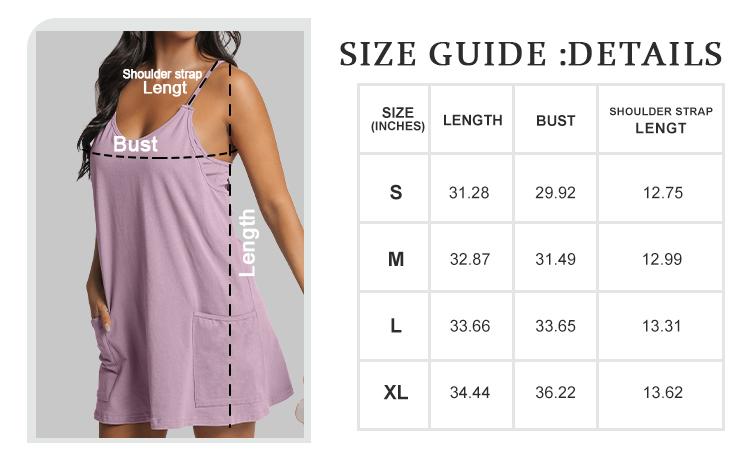 AUTOMET Women's Athletic Sleeveless Mini Dress with Built-in Shorts V Neck Spaghetti Strap Short Tennis Dress with Pockets for Light Sports Events