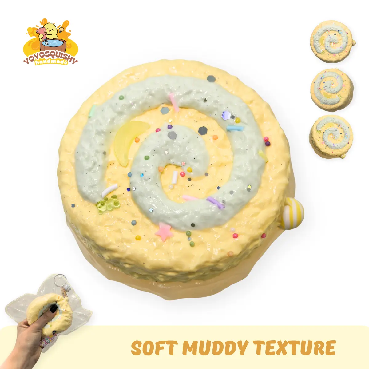 YOYOSQUISHY Kawaii Squishy Bread Roll Fidget Toy, Soft Muddy Texture Stress Relief Squishies for Sensory Fidget Relief & Anxiety, Squishy Sensory Play Soft Stress Ball