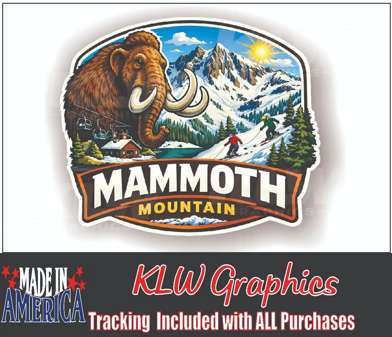 Mammoth Mountain CA Full Color Decal California Skiing Snowboard Scenic Vinyl Sticker West