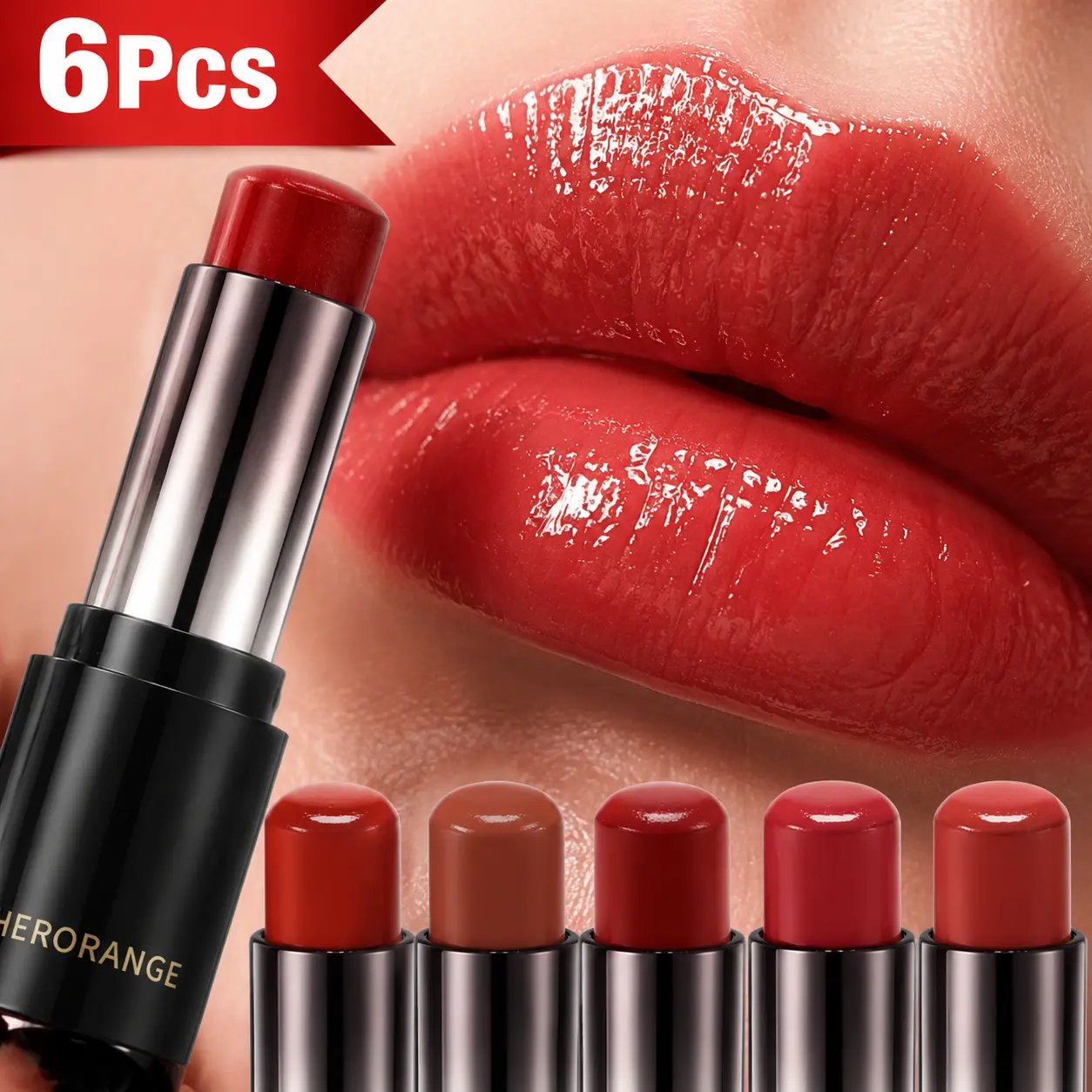 6Pcs Ultra-Hydrating Lipstick Set - Tea-Infused Moisturizer Formula, 24H Transfer-Proof Makeup, Glossy Peachy Nude Shades, Non-Sticky Lip Plumper, Hydrate & Smooth Lips, Glowing Makeup for Daily Use