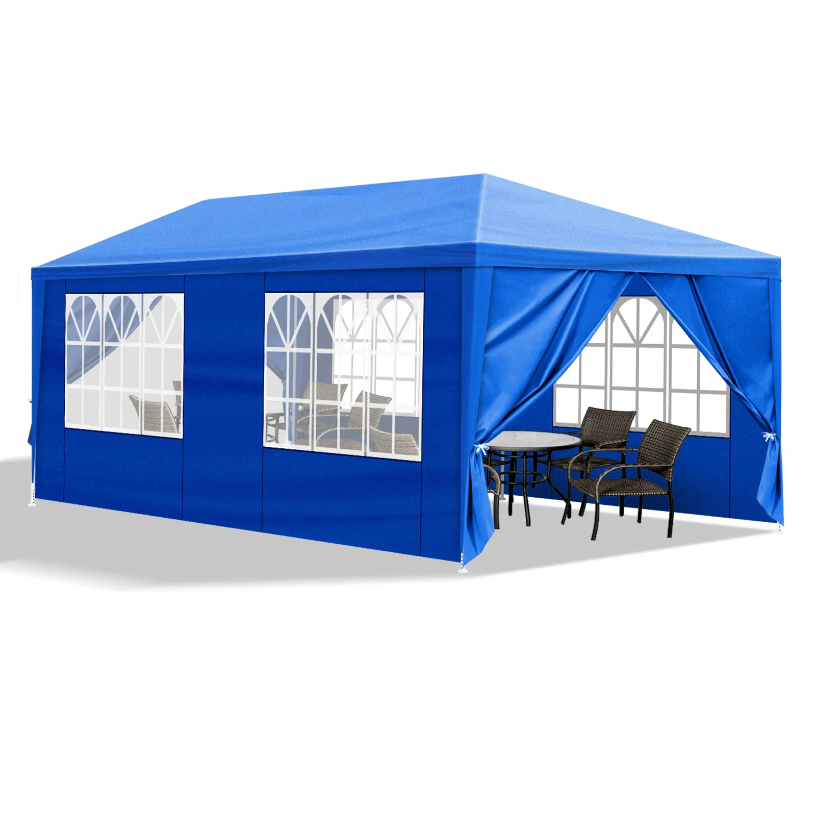 10*10ft/10'x20' Outdoor Party Tent with 4/6 Removable Sidewalls, Waterproof Canopy Patio Wedding Gazebo, White/Blue