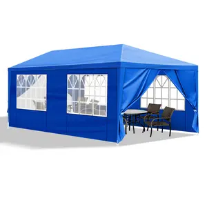 10*10ft/10'x20' Outdoor Party Tent with 6 Removable Sidewalls, Waterproof Canopy Patio Wedding Gazebo, Blue