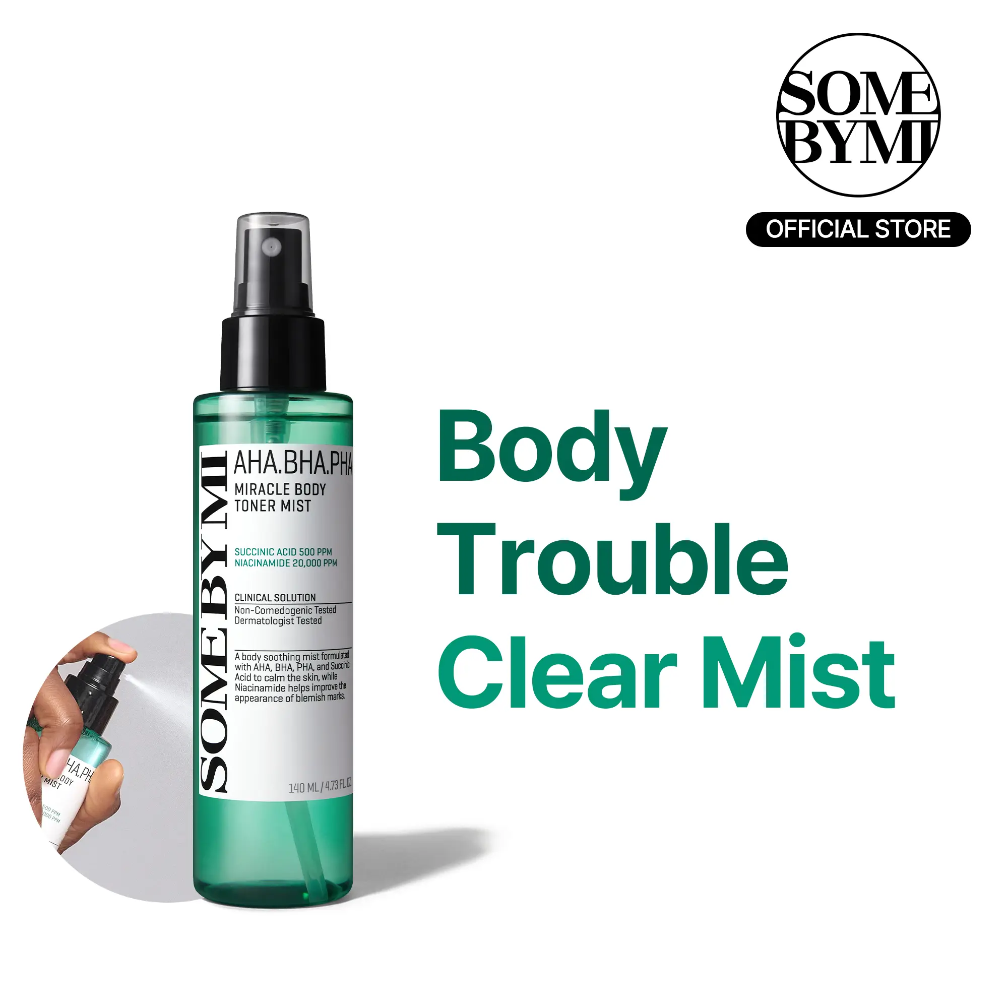 AHA BHA PHA Miracle Body Toner Mist 4.73oz - Korean Skincare - Body Trouble & Hyperpigmentation Treatment, Niacinamide Mist to Fade Dark Marks & Body Odor Care