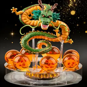 DBZ Resin Shenron Figure & Shenlong Statue Set with 3.6cm Crystal Balls Display Shelf Gift Box Packaged Perfect for Anime Collectibles Dragon Shenron Fantasy Decor
