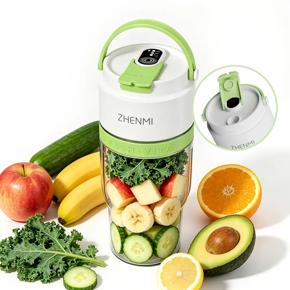ZHENMI J27 Consumer-Grade Mini Blender - BPA-Free Cordless Portable 24oz Ice-Crushing Blender for Shakes, USB-Rechargeable, Lightweight Compact Modern Design, Easy-Clean, Dishwasher-Safe, Fits Most Cup Holders/Backpacks, On-the-Go, Consumer-Grade Mini Ble