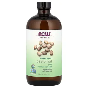 NOW Foods Solutions, Certified Organic Castor Oil, 16 fl oz (473 ml)