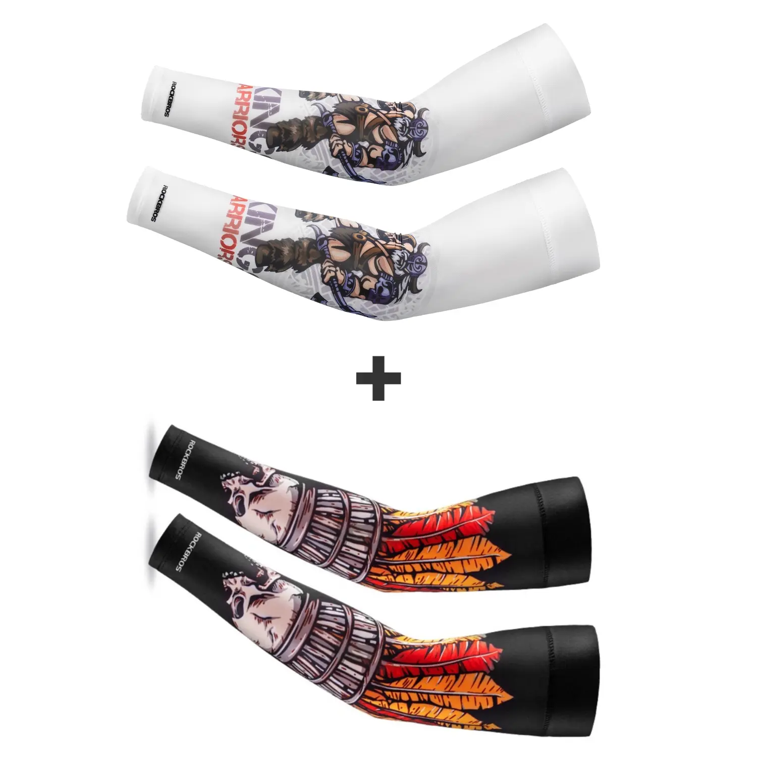 ROCKBROS UPF 50+ Cooling Arm Sleeves, Stretchable Ice Silk Full Sleeve with Non-Slip Widened Top for Running & Cycling
