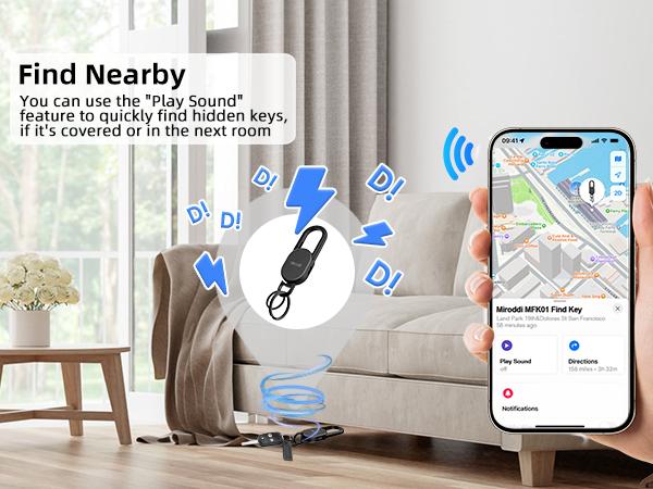 Keychain with Apple Find My(IOS Only), Key Finder Built-in Anti-Loss Tracker, Heavy Duty Key Holder, Premium Stainless Steel Keychain Carabiner Car Key Chains with GPS Global Locator Tracking Waterproof