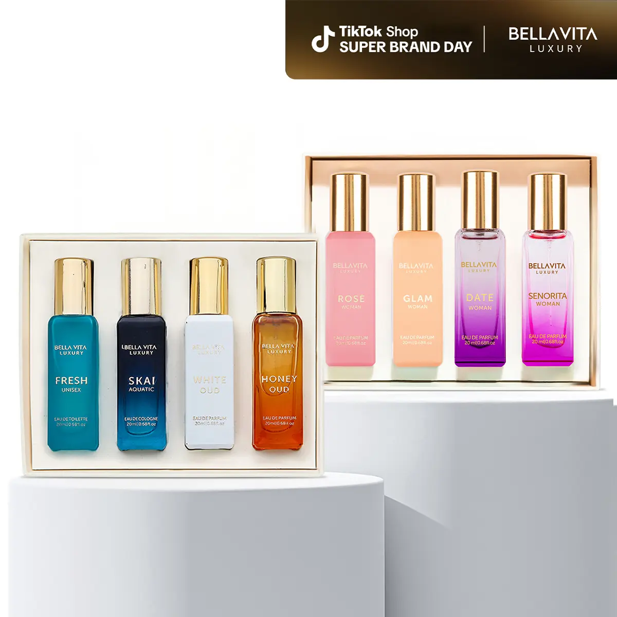 BellaVita Luxury's Her N'More | 2 Perfume Gift Sets for Women | 8 Amazing Micro Perfume | Long Lasting Fragrance | Eau De Parfum 8x20ml | Super Brand Day Exclusive