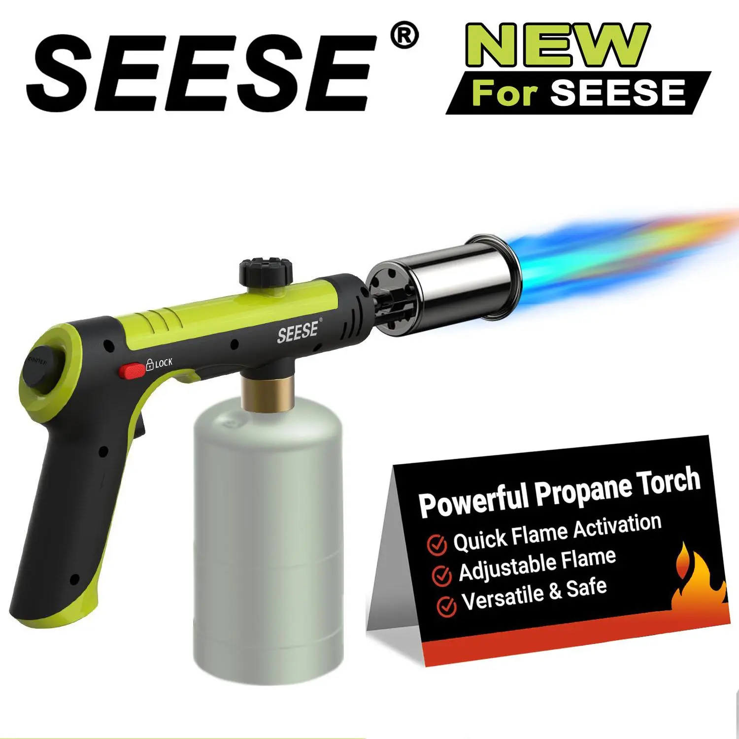 SEESE Powerful Propane Torch (Propane Tank Not Included),Culinary Propane Torch Lighter, Adjustable Blow Torch for Sous Vide Searing Steak, BBQ