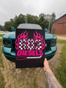 603 Diesels Logo with Pink Flames Tshirt
