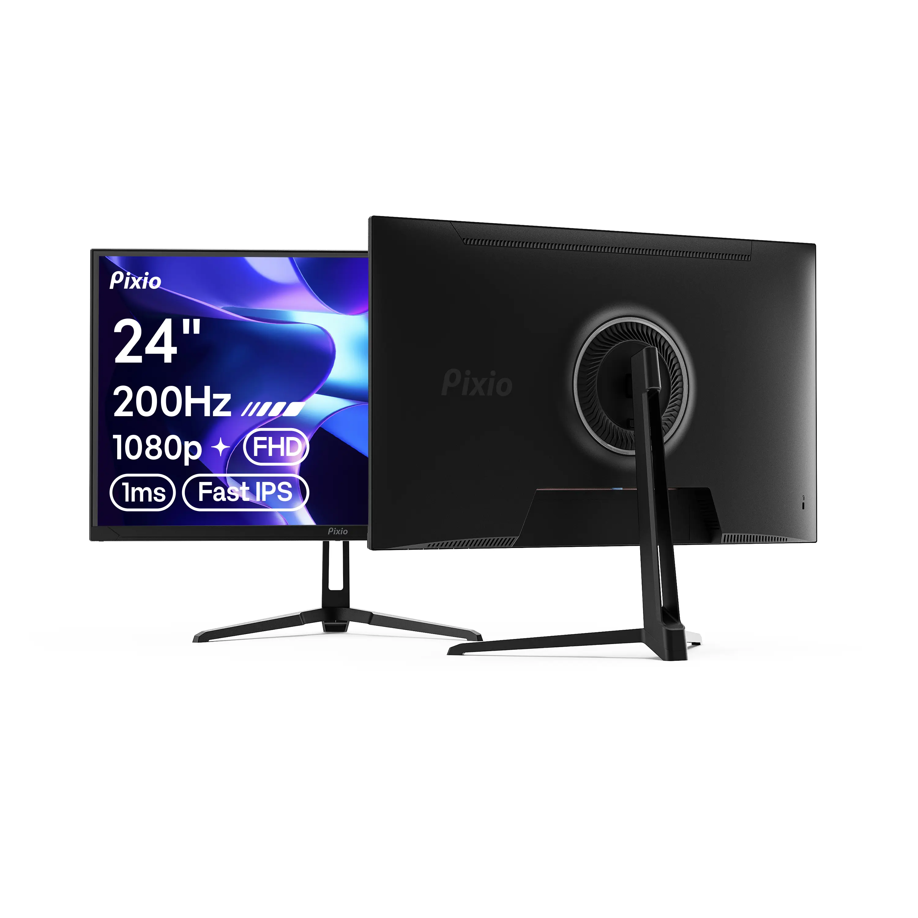 Pixio PX248 Wave 24 inch 200Hz Refresh Rate FHD 1080p Resolution Fast IPS Panel 1ms GTG Response Time Gaming Monitor with Adaptive Sync