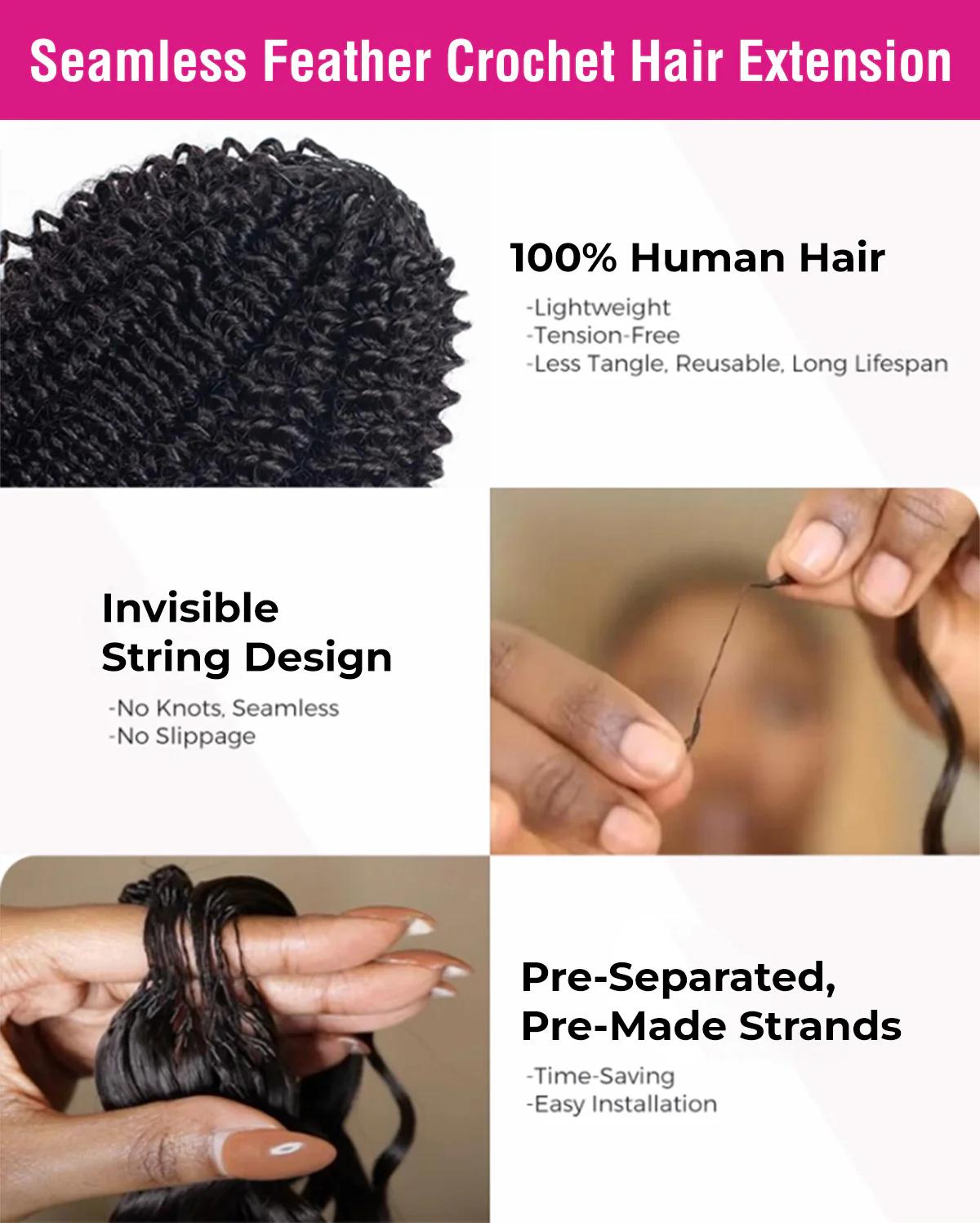 Gabrielle HAIR Crochet Hair Human Hair Extensions Miracle Knots Pre-Separated 50g/Pack (32-38 Strands Per Pack)– Knotless Boho Braids, 4-5 Packs for Full Head, Multiple Curly & Wave Textures Protective Hairstyles For Black Women#WeeklyDeals